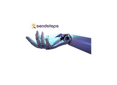 AI hand holding the Sendsteps logo